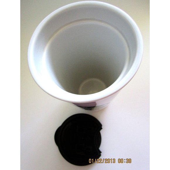 Starbucks Green Mermaid Logo Ceramic White coffee/tea mug & lid - 12 fl.oz 2011 - Picture 9 of 12